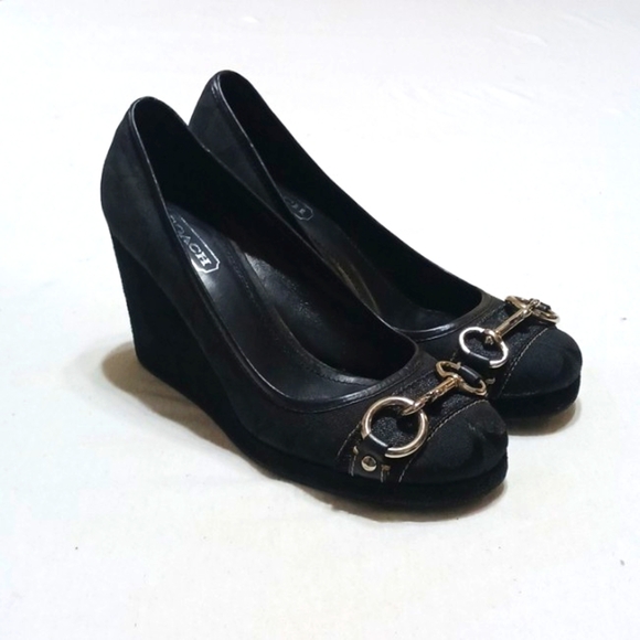 Vintage Coach Issy Black Suede and Jacquard Wedge size 8.5 - Picture 13 of 13